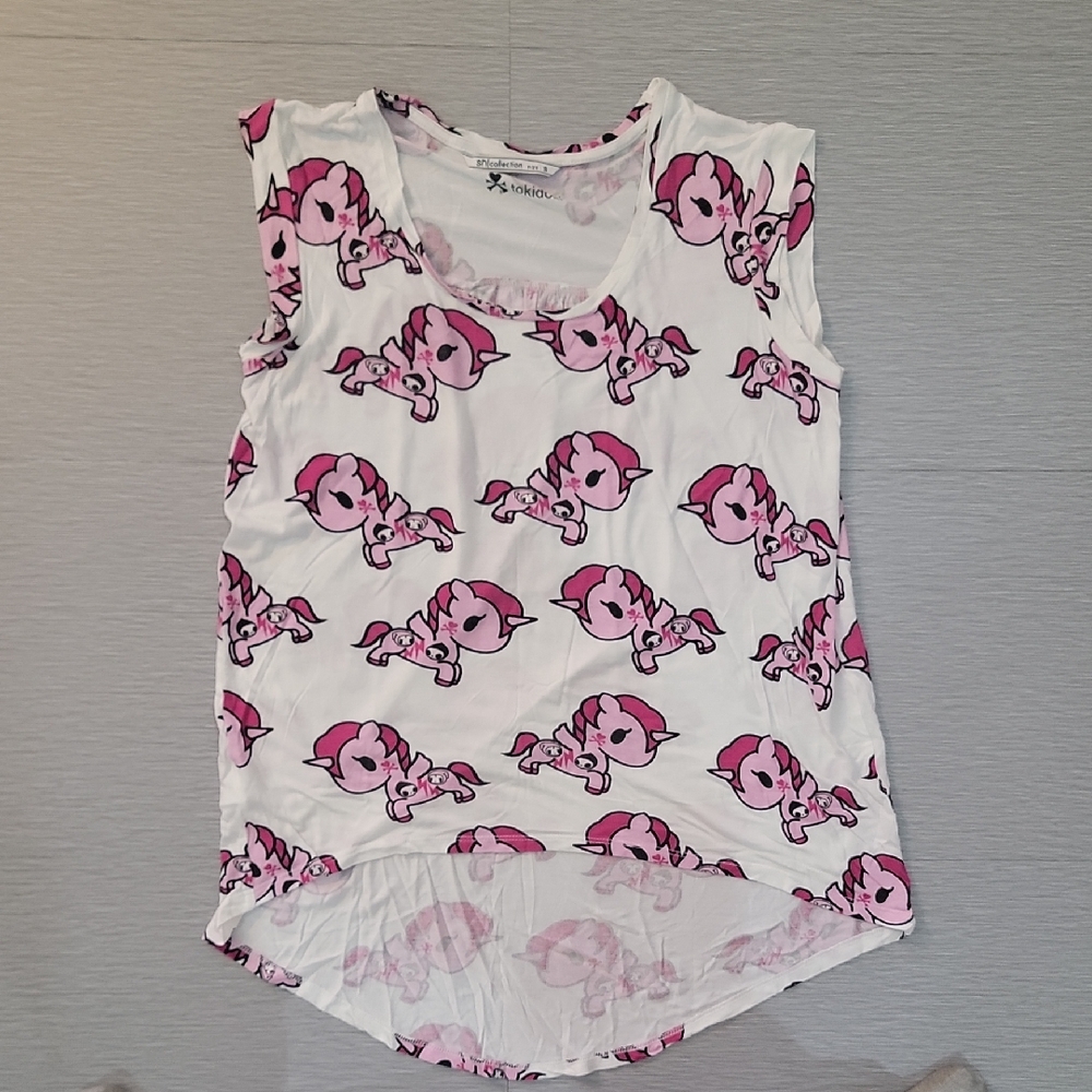 Tokidoki Unicorno High-Low Top – Pink & White Print – Women’s Size S - Picture 5 of 7